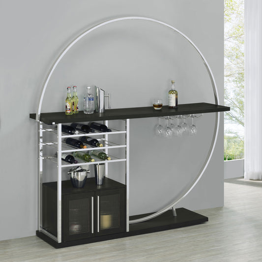 Risley 2-door Circular LED Wine Cabinet Dark Charcoal