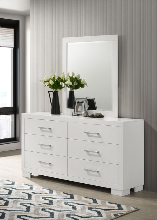 Jessica 6-drawer Dresser with Mirror Snow White