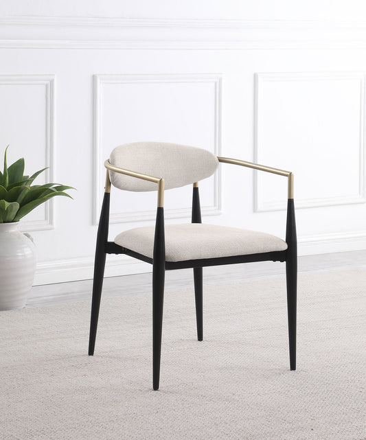 Bradbury Fabric Upholstered Dining Arm Chair Beige (Set of 2)
