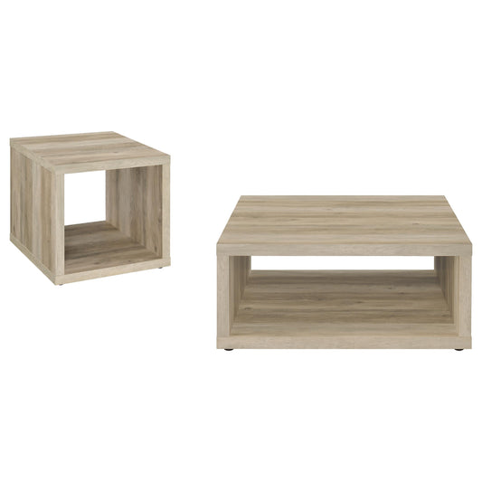 Frisco 2-piece Coffee and End Table Set Distressed Pine