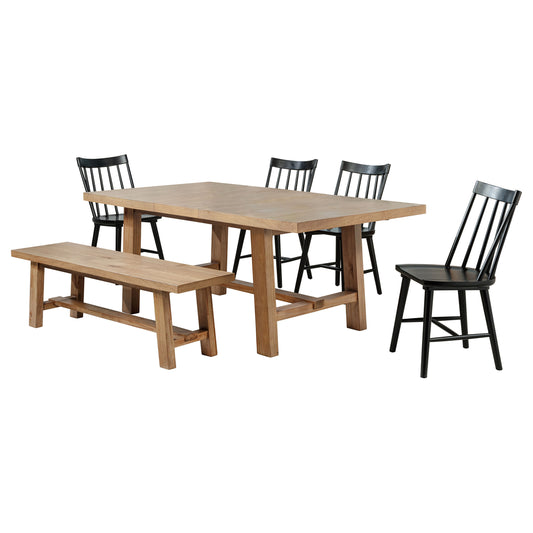 Middleton 6-piece Extension Leaf Dining Set Brown and Black