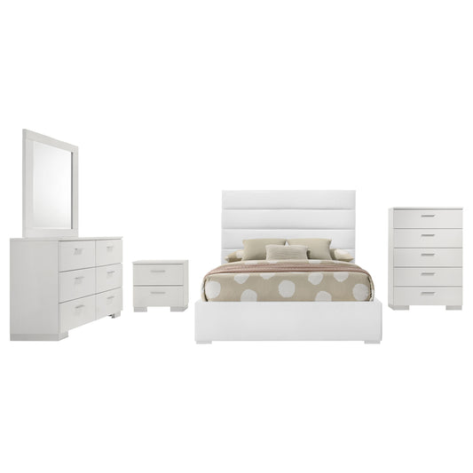 Felicity 5-piece Twin Bedroom Set White High Gloss