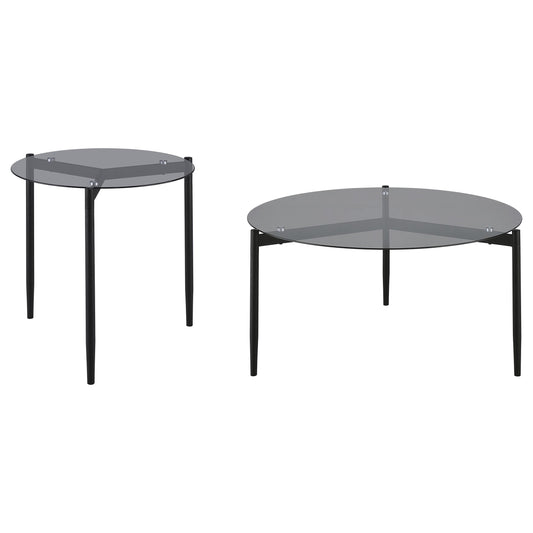Rosalie 2-piece Round Coffee and End Table Set Grey