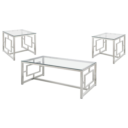 Merced 3-piece Rectangular Coffee and End Table Set Nickel