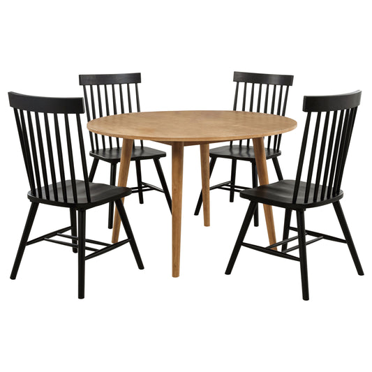 Andrews 5-piece Round Dining Table Set Light Ash and Black