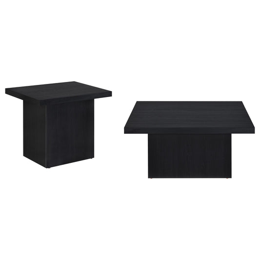 Devar 2-piece Square Cocktail Coffee End Table Set Black