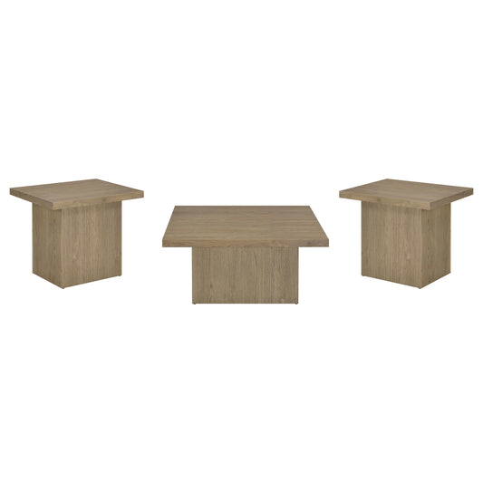Devar 3-piece Square Cocktail Coffee End Table Set Latte