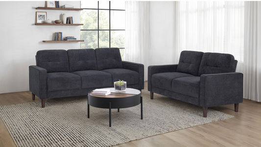 Bowen II 2-piece Upholstered Track Arm Sofa Set Steel Grey