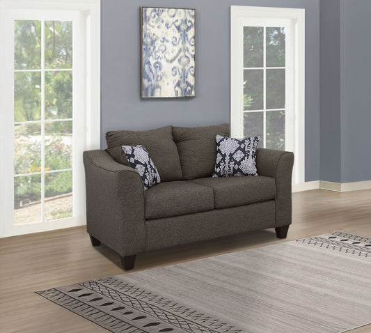 Salizar Upholstered Flared Arm Loveseat Charcoal Grey