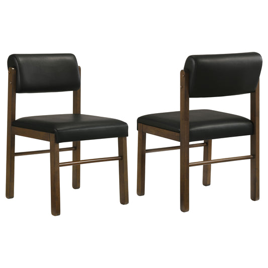 Kehoe Upholstered Dining Side Chair Black and Walnut (Set of 2)