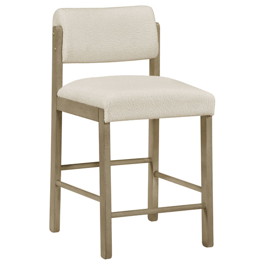 Kehoe Upholstered Counter Height Chair Cream and Natural Oak (Set of 2)