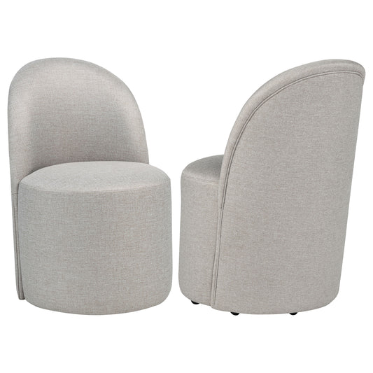 Aubrey Upholstered Barrel Dining Side Chair Beige (Set of 2)