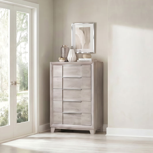 Farre 5-drawer Chest of Drawers Washed Grey