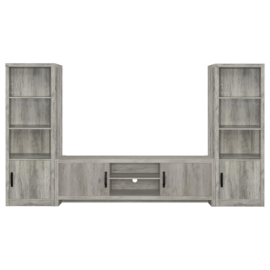 Burke 3-Piece TV Entertainment Center Fits 75-Inch TVs Grey Driftwood