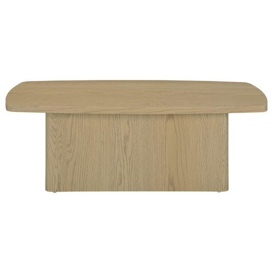 Fraser Transitional Rectangular Pedestal Coffee Table in Greige