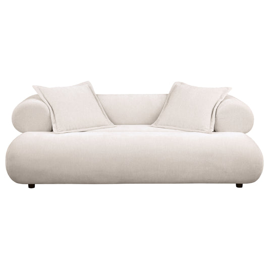 Eskola 3-seat Chenille Sofa with Rounded Shelter Arms Ivory