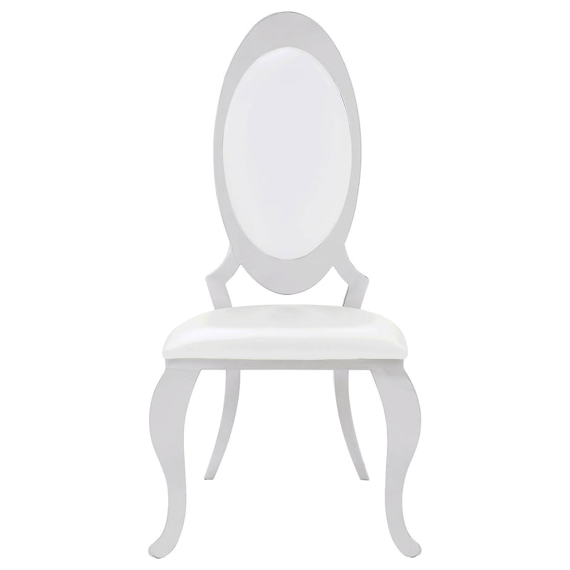 Antoine Oval-Back Faux Leather Dining Side Chair Cream White Set of 2