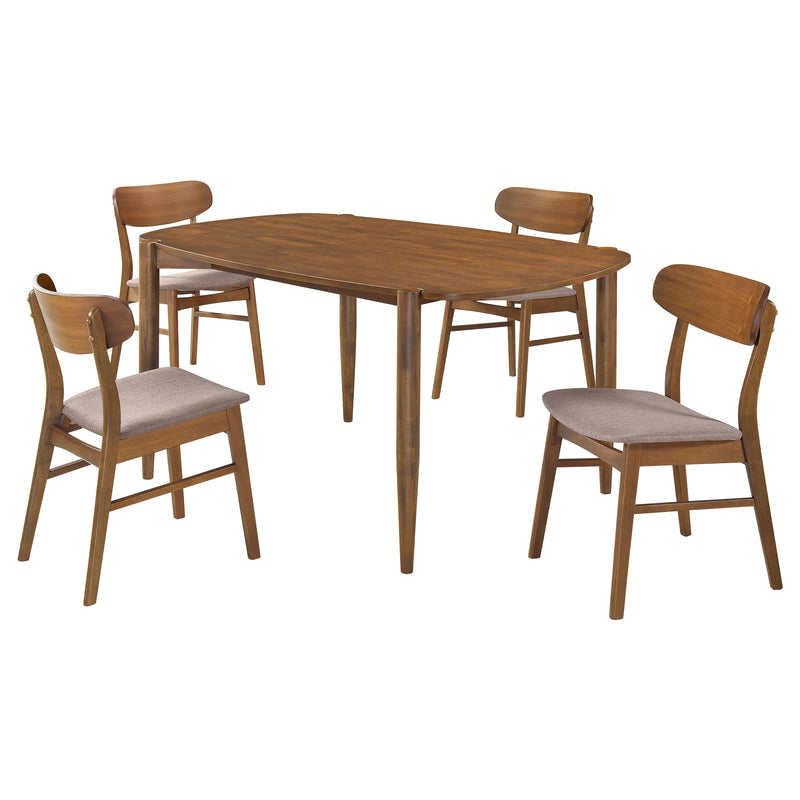 Dortch 5-piece Oval Dining Set with Upholstered Chairs Walnut
