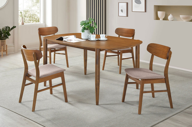 Dortch 5-piece Oval Dining Set with Upholstered Chairs Walnut
