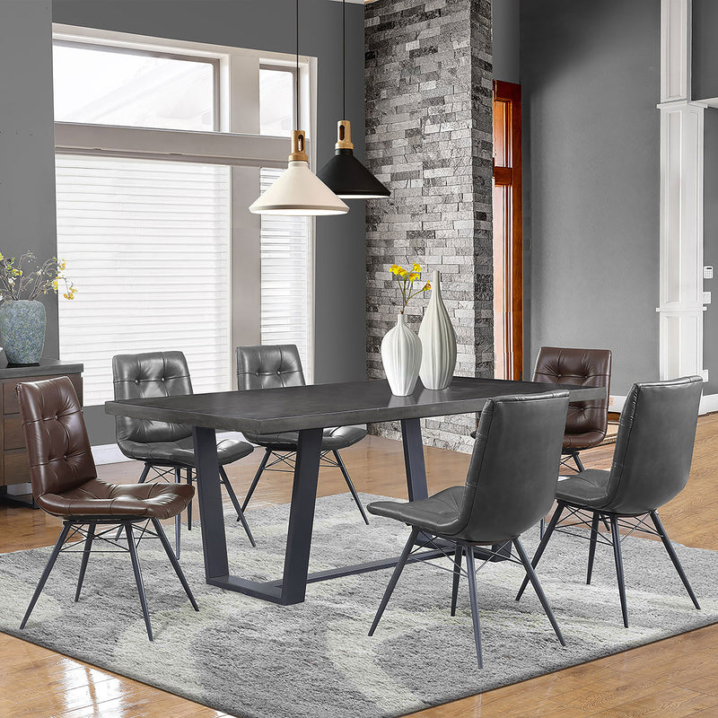 Aiken Faux Leather Upholstered Dining Side Chair Charcoal Grey (Set of 4)