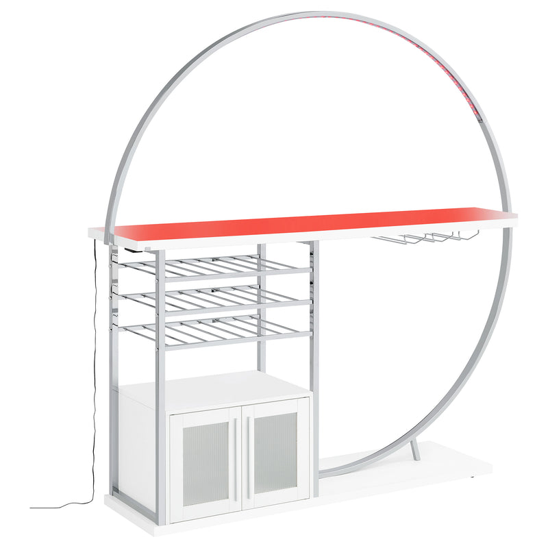 Risley 2-door Circular LED Wine Cabinet White High Gloss