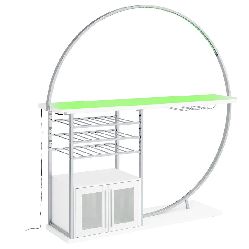 Risley 2-door Circular LED Wine Cabinet White High Gloss