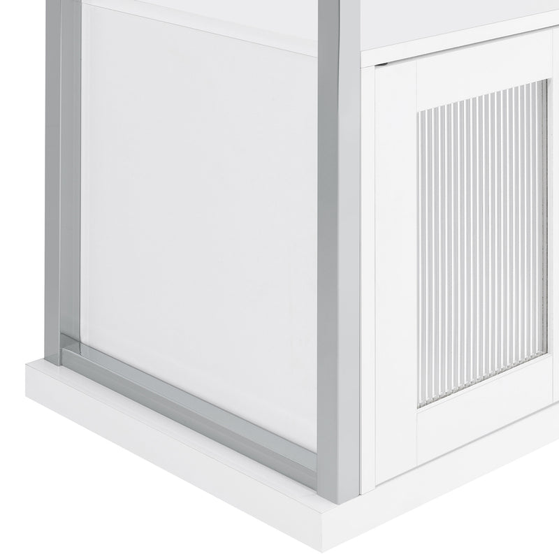 Risley 2-door Circular LED Wine Cabinet White High Gloss