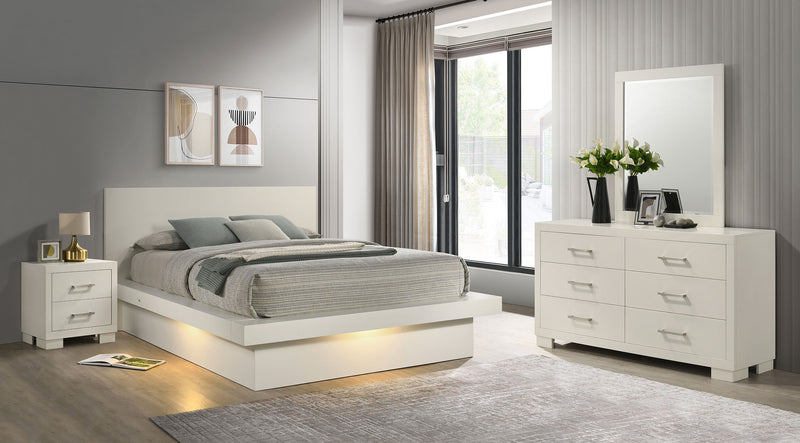 Jessica 4-piece Eastern King LED Bedroom Set Snow White