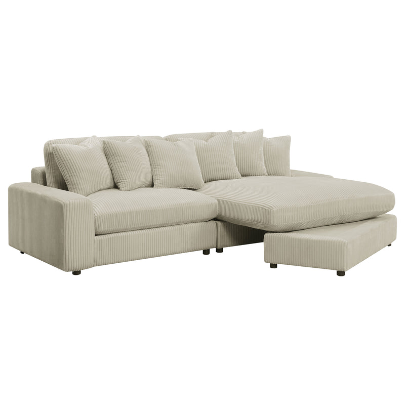 Blaine 2-Piece Corduroy Reversible Chaise Sectional Sofa Sand