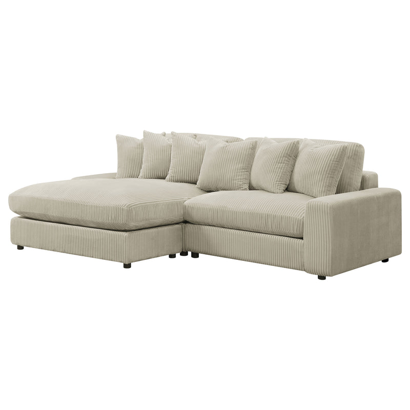 Blaine 2-Piece Corduroy Reversible Chaise Sectional Sofa Sand