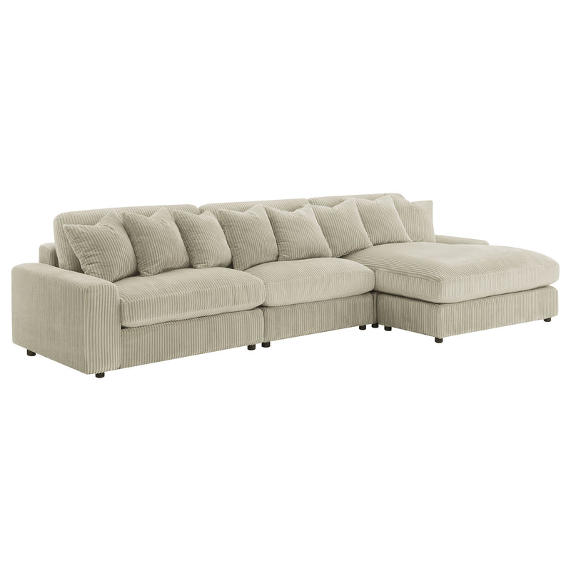 Blaine 3-Piece Corduroy Reversible Chaise Sectional Sofa Sand