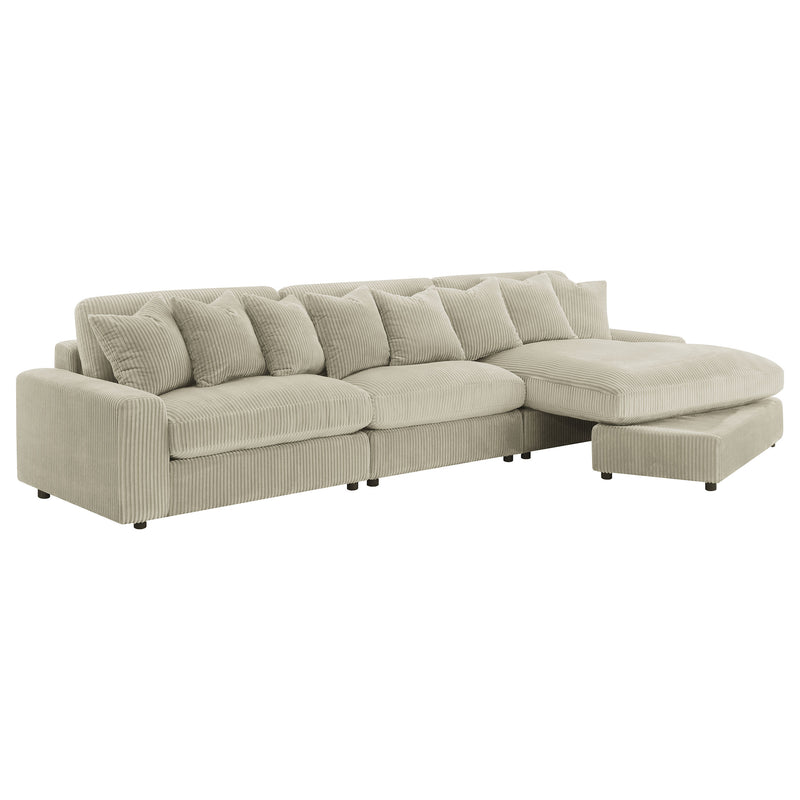 Blaine 3-Piece Corduroy Reversible Chaise Sectional Sofa Sand