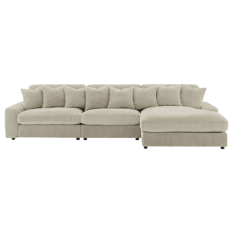 Blaine 3-Piece Corduroy Reversible Chaise Sectional Sofa Sand