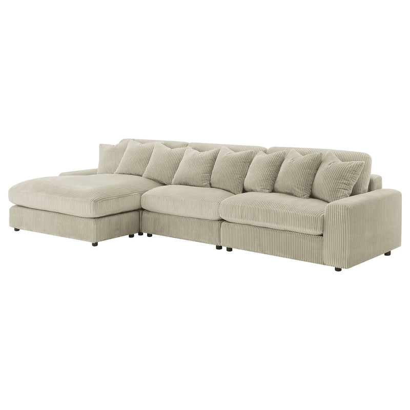 Blaine 3-Piece Corduroy Reversible Chaise Sectional Sofa Sand