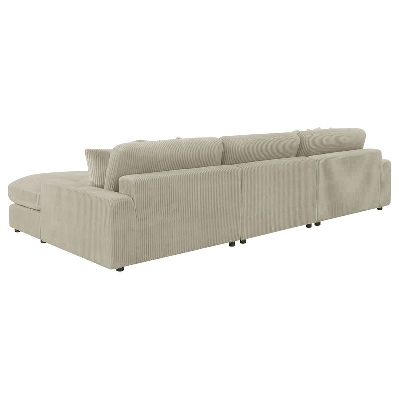 Blaine 3-Piece Corduroy Reversible Chaise Sectional Sofa Sand