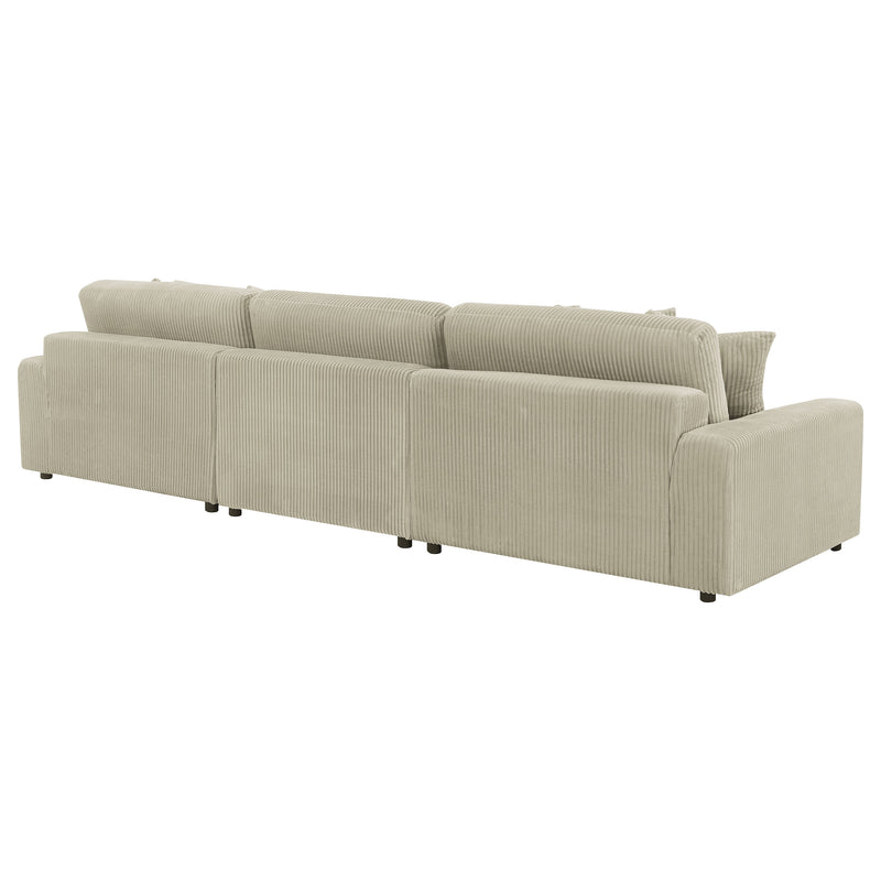 Blaine 3-Piece Corduroy Reversible Chaise Sectional Sofa Sand