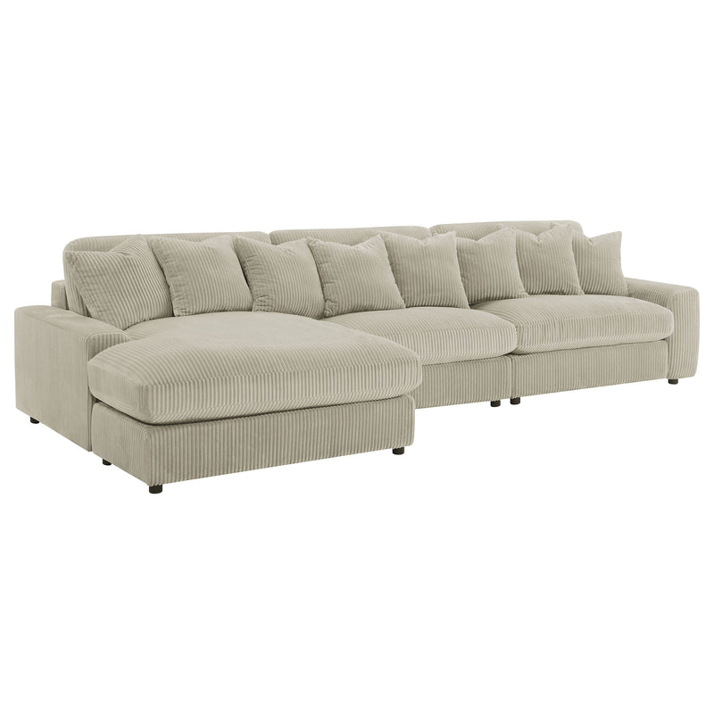 Blaine 3-Piece Corduroy Reversible Chaise Sectional Sofa Sand
