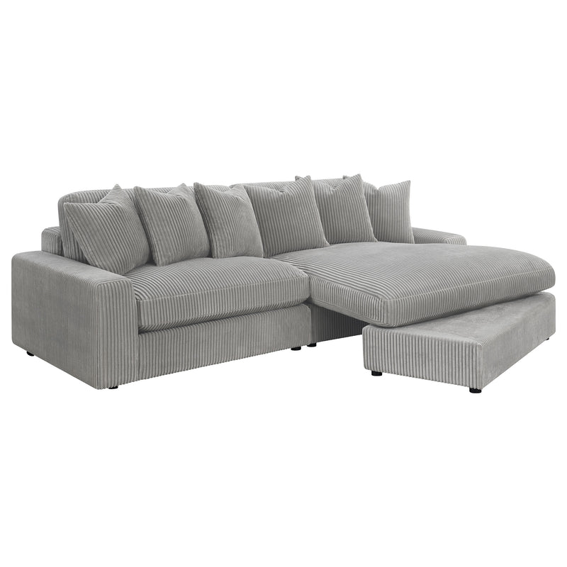 Blaine 2-Piece Corduroy Reversible Chaise Sectional Sofa Fog