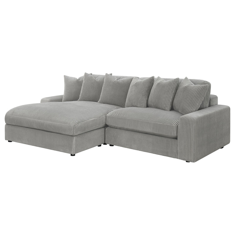Blaine 2-Piece Corduroy Reversible Chaise Sectional Sofa Fog