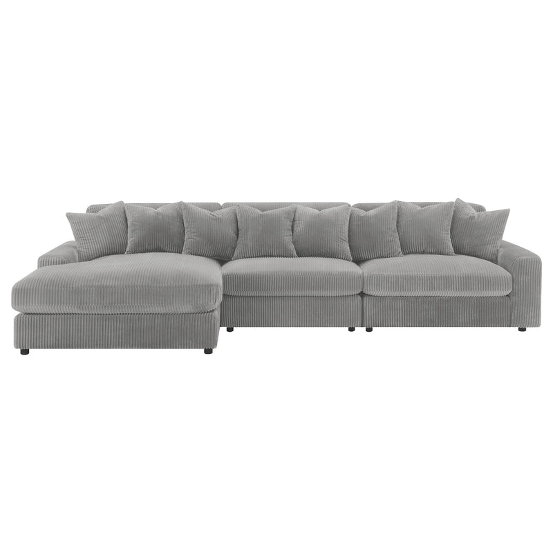 Blaine 3-Piece Corduroy Reversible Chaise Sectional Sofa Fog