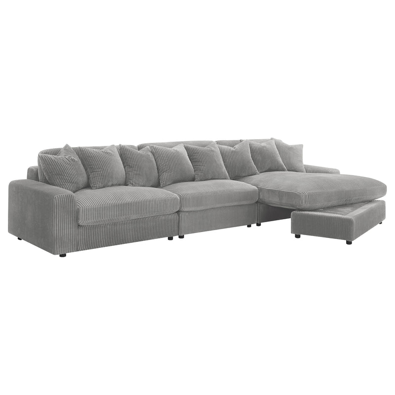 Blaine 3-Piece Corduroy Reversible Chaise Sectional Sofa Fog