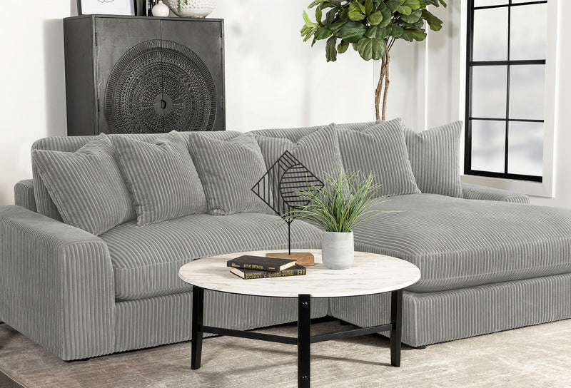 Blaine 2-Piece Corduroy Reversible Chaise Sectional Sofa Fog