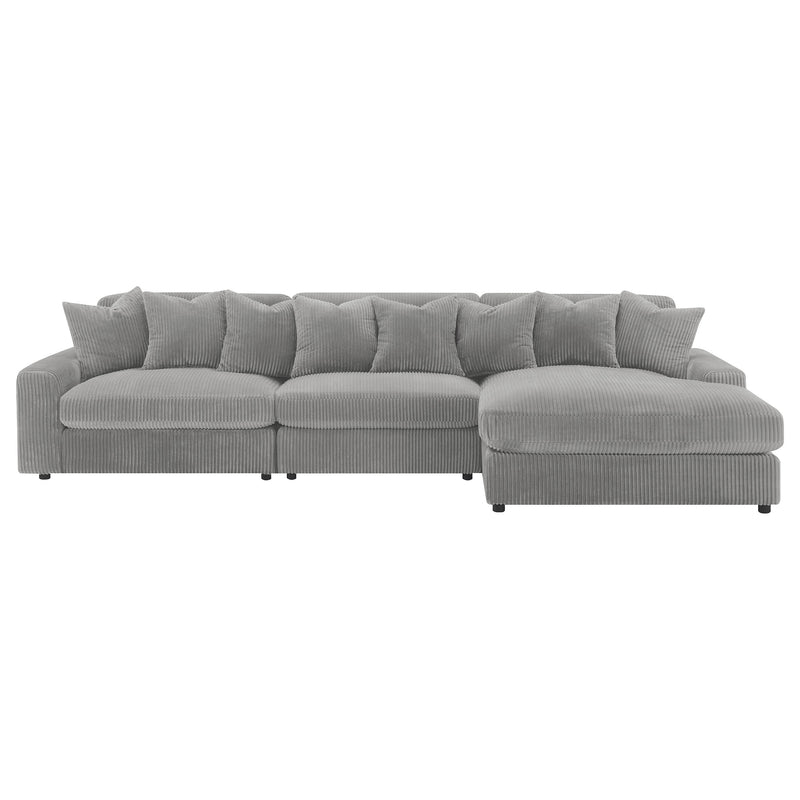 Blaine 3-Piece Corduroy Reversible Chaise Sectional Sofa Fog