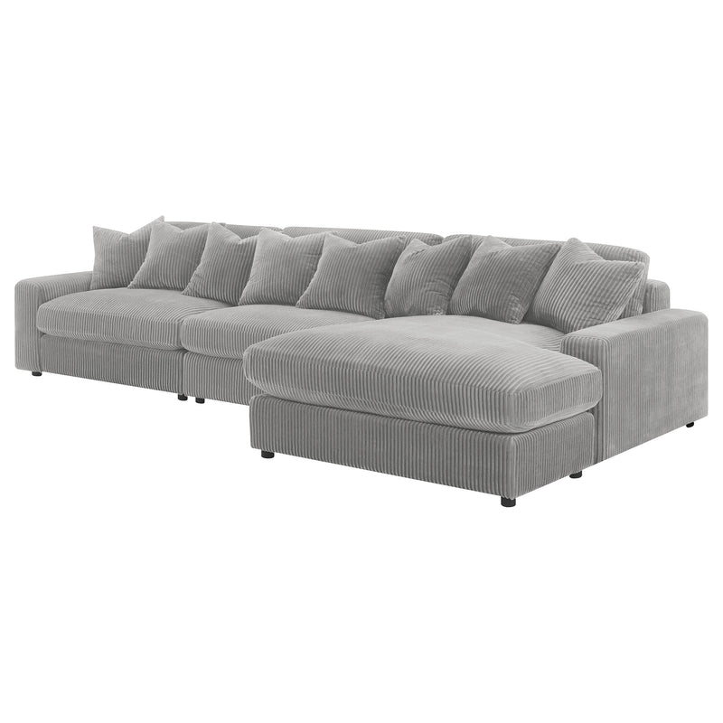 Blaine 3-Piece Corduroy Reversible Chaise Sectional Sofa Fog