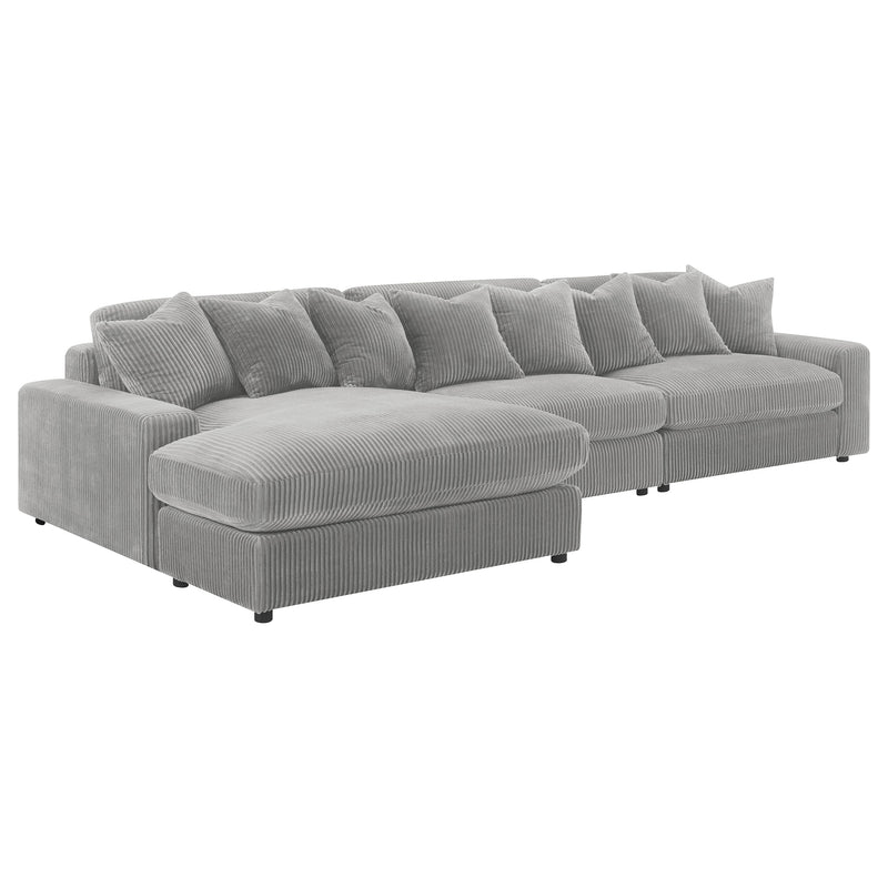 Blaine 3-Piece Corduroy Reversible Chaise Sectional Sofa Fog