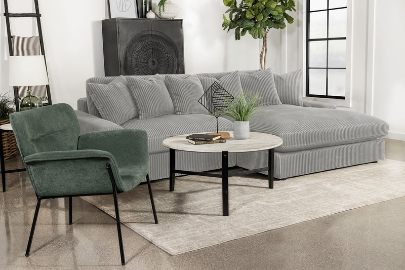 Blaine 2-Piece Corduroy Reversible Chaise Sectional Sofa Fog