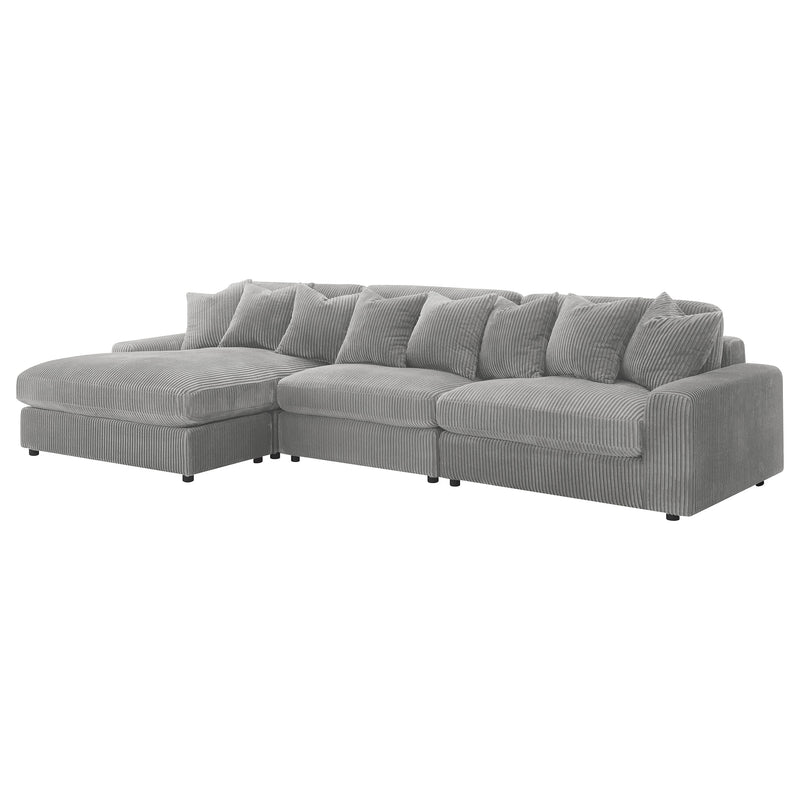 Blaine 3-Piece Corduroy Reversible Chaise Sectional Sofa Fog