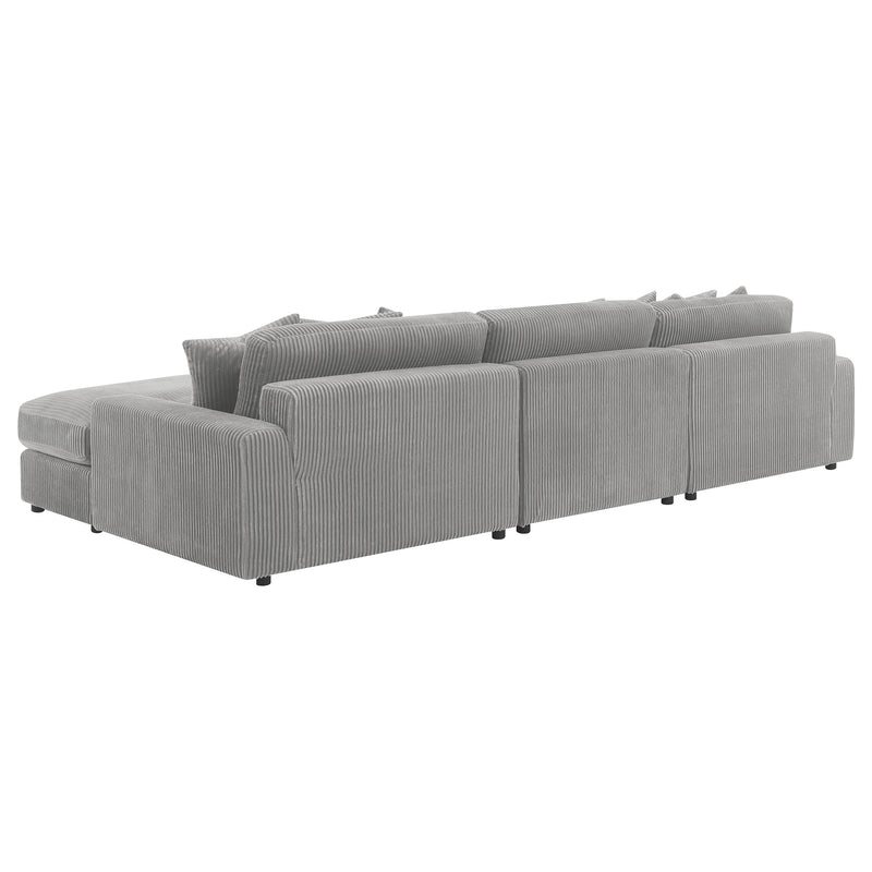Blaine 3-Piece Corduroy Reversible Chaise Sectional Sofa Fog