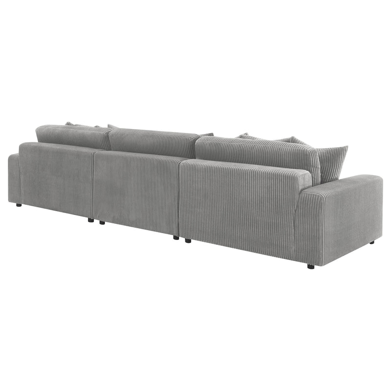 Blaine 3-Piece Corduroy Reversible Chaise Sectional Sofa Fog