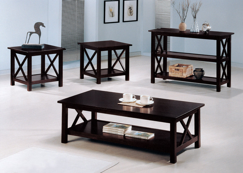 Rachelle 3-piece Rectangular Coffee Table Set Dark Merlot